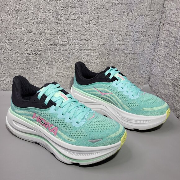 Hoka One One Bondi 9 Womens Size US 7.5B Blue Spark/Mint Fluorite Running Shoes - Picture 6 of 12